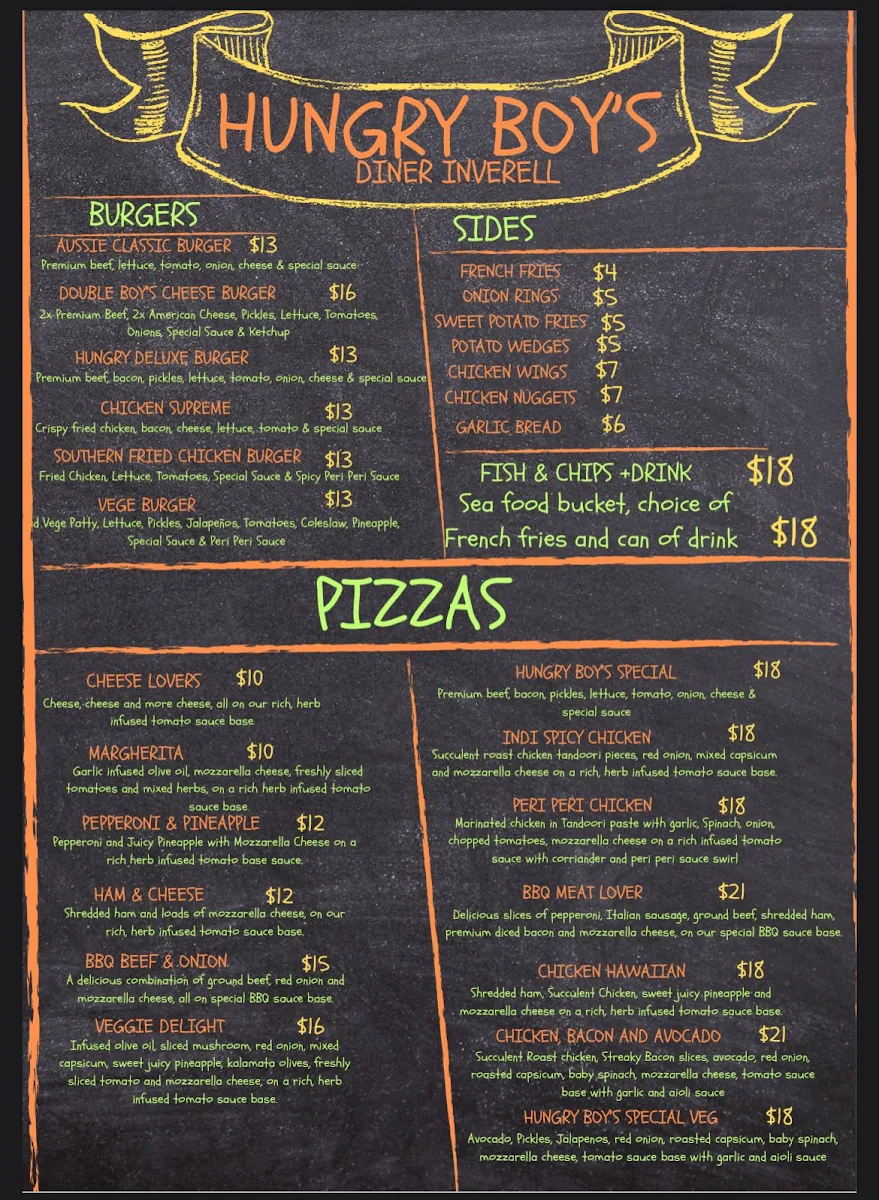 Menu, Hungry Boys Inverell