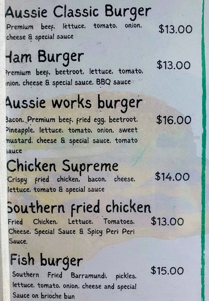 Menu, Hungry Boys Inverell