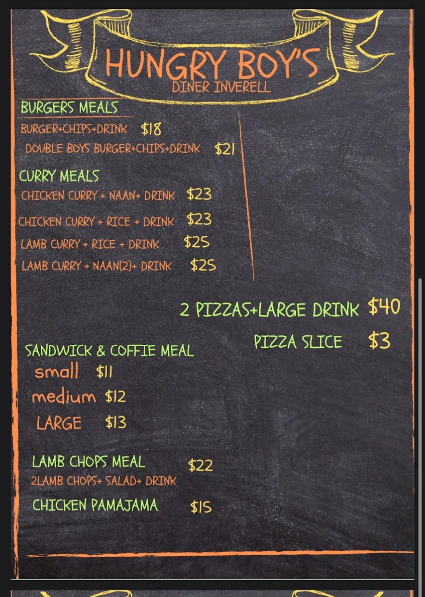 Menu, Hungry Boys Inverell