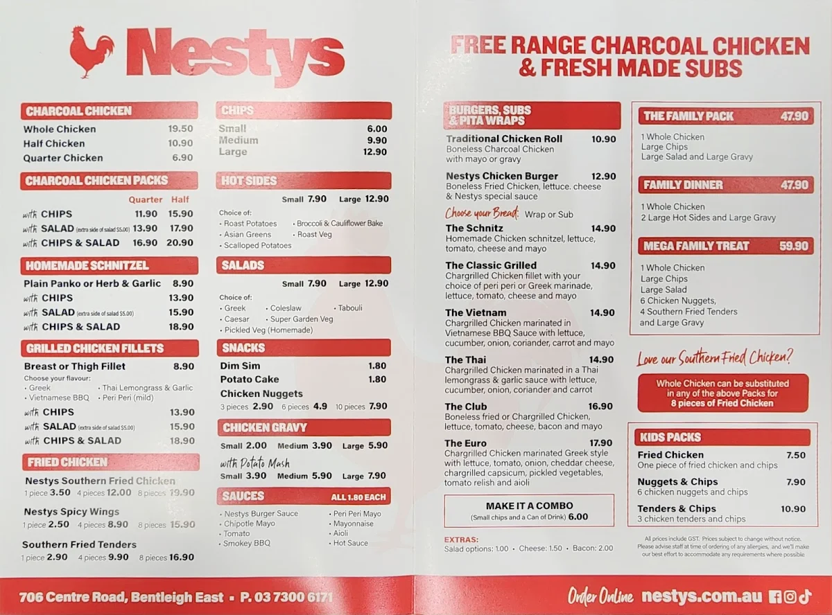 Menu, Nestys