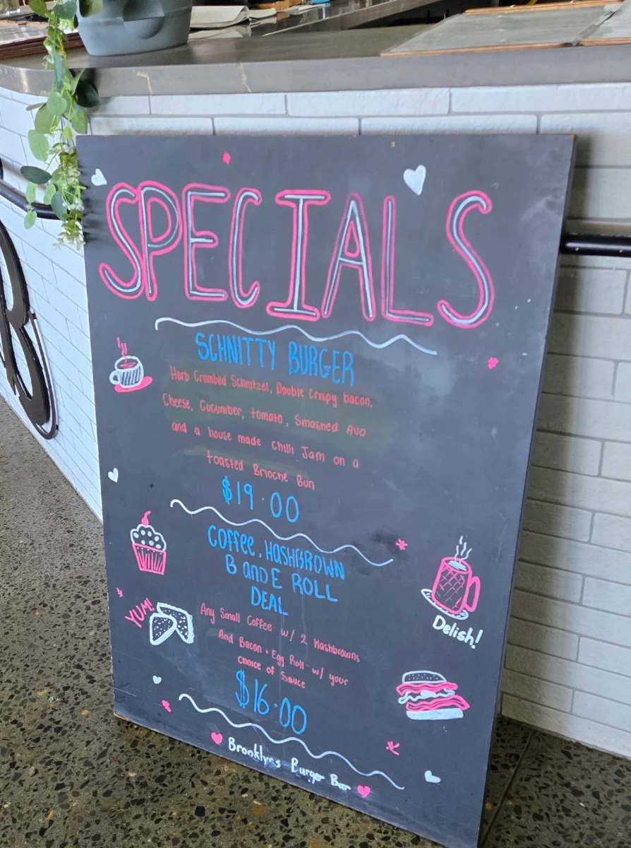 Menu, Brooklyn's Burger Bar Espresso Park Beach Plaza
