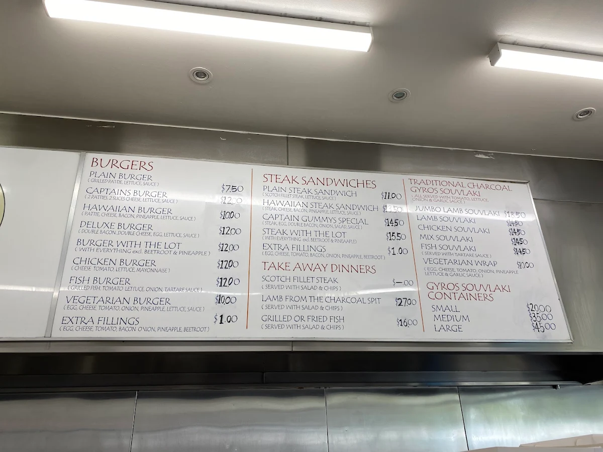 Menu, Captain Gummy's Fish & Chips