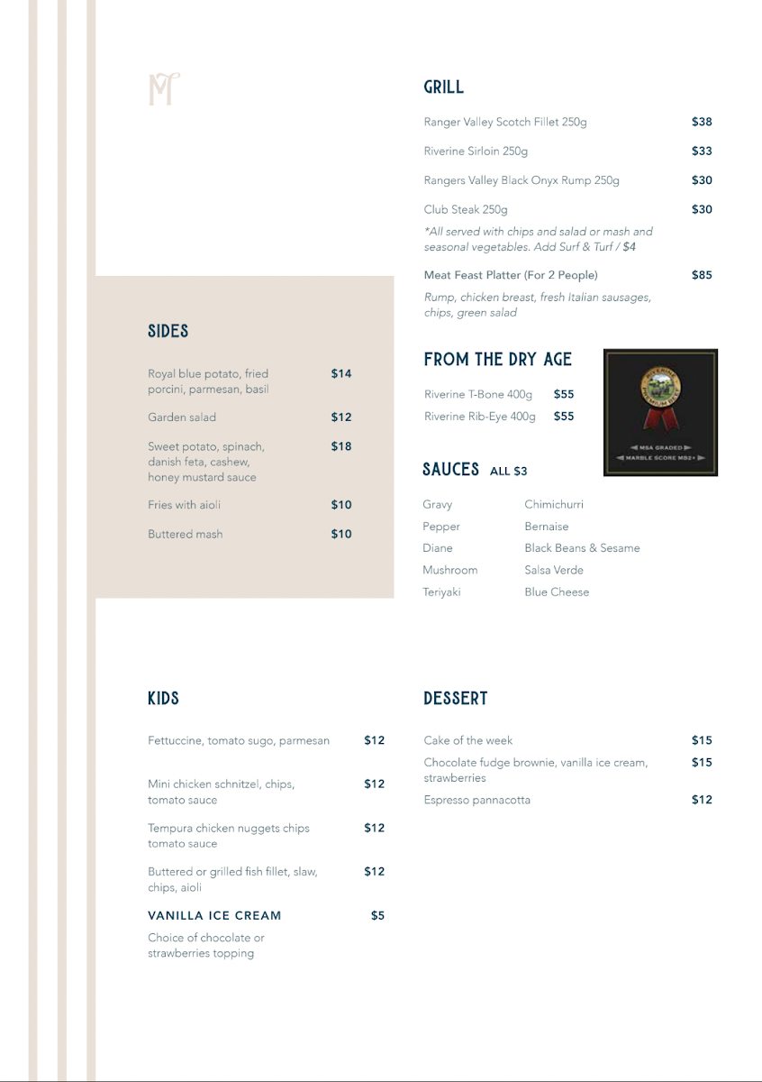 Menu, Maryland Tavern