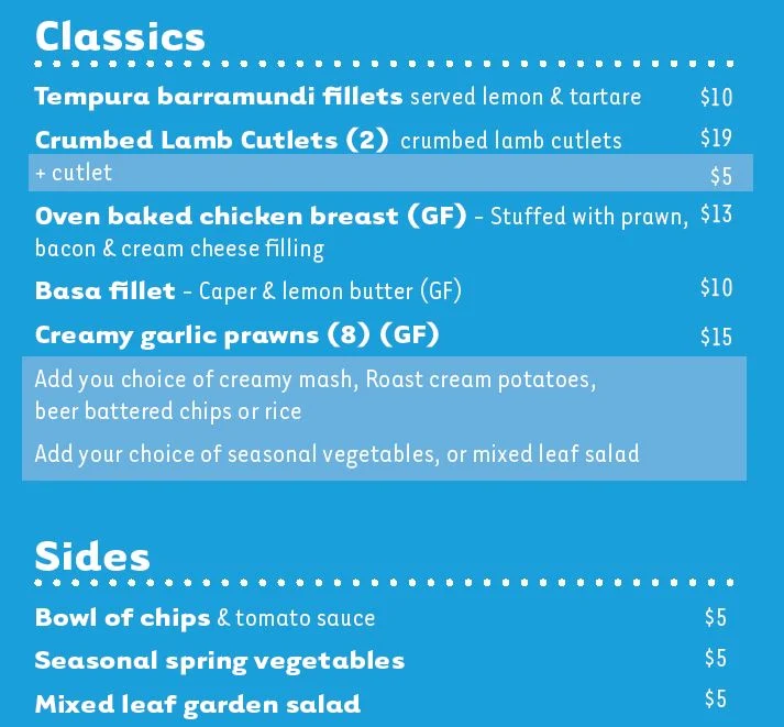 Menu, Maryland Tavern