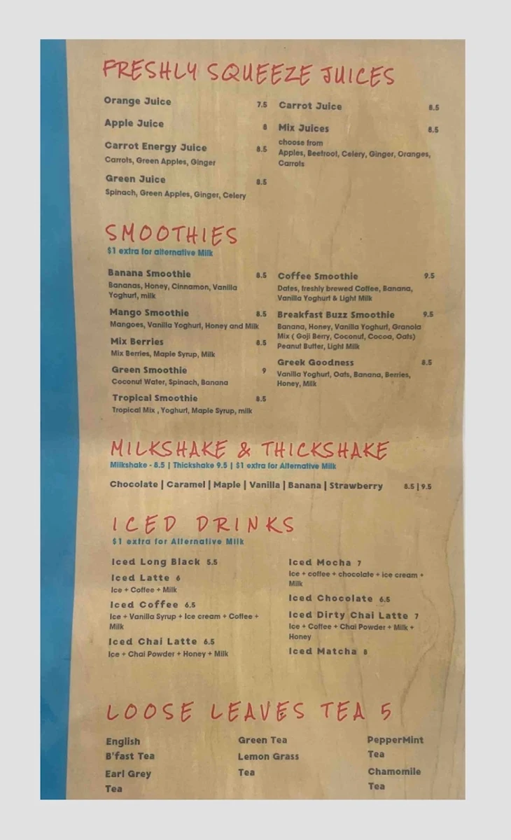 Menu, Madame Frou Frou