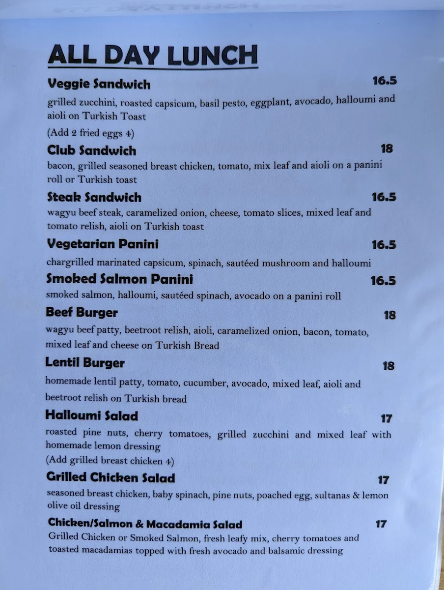 Menu, Madame Frou Frou
