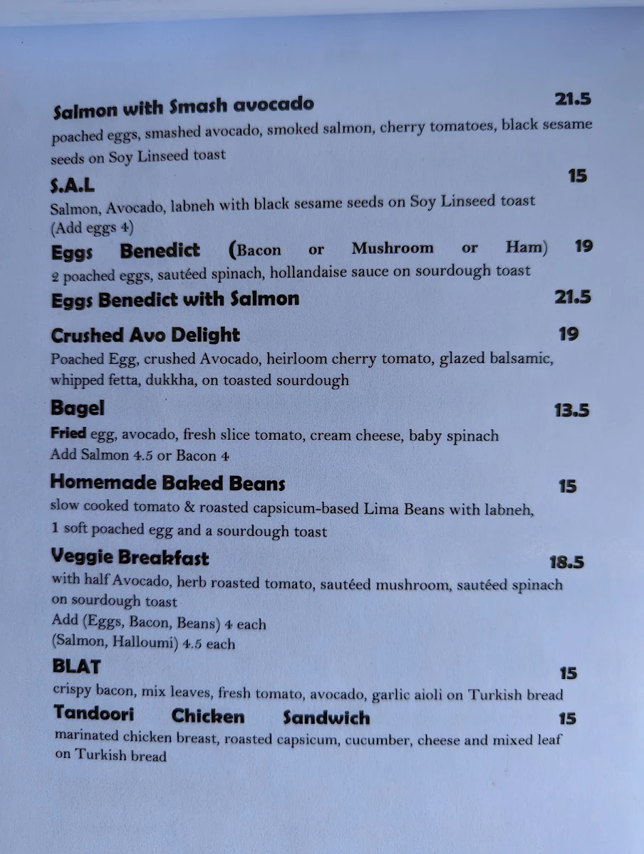 Menu, Madame Frou Frou