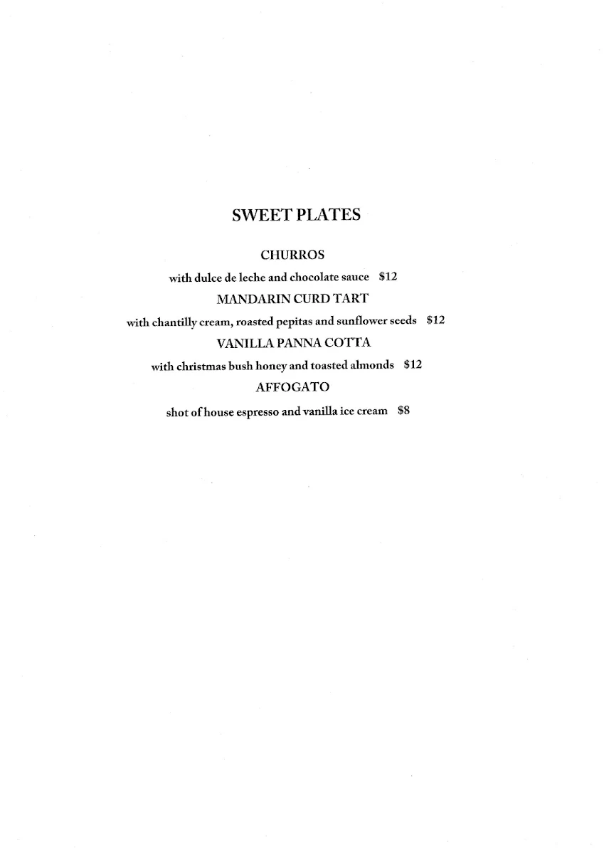Menu, Latteria.