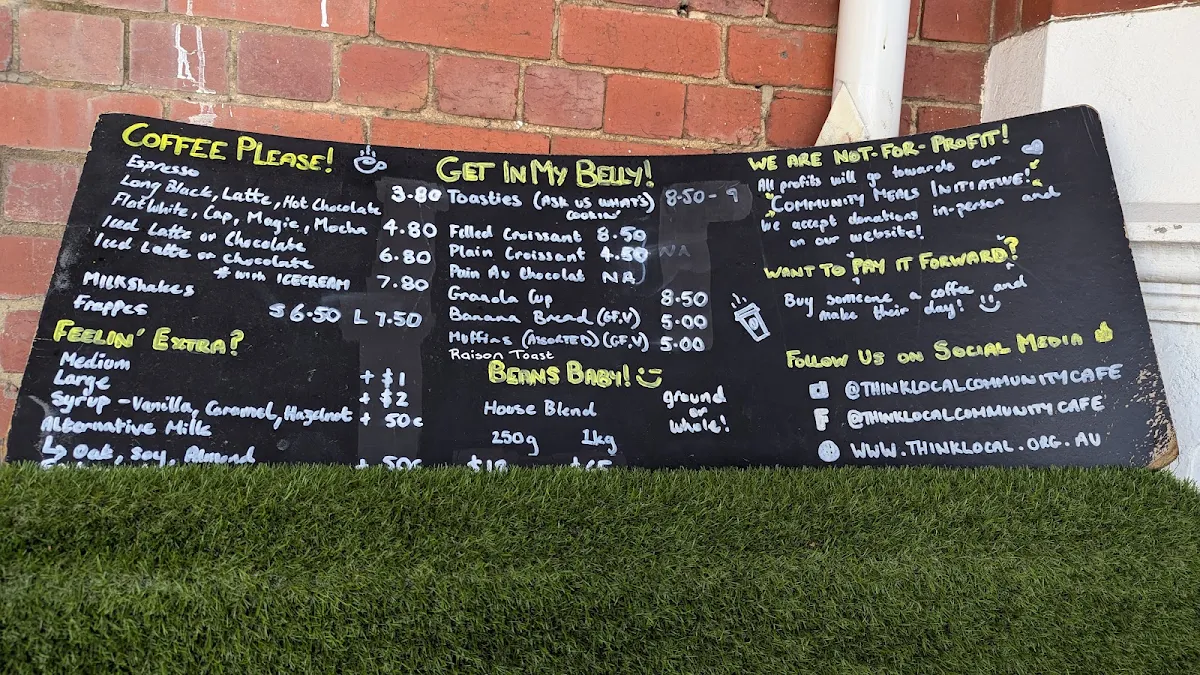 Menu, Think Local Community Cafe