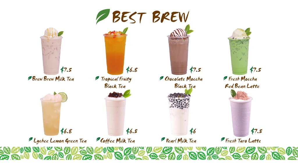 Menu, Brew Brew Bubble Tea