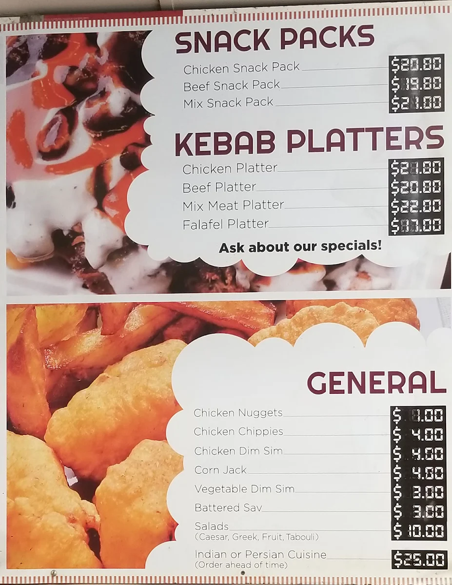 Menu, Red Fez Cafe