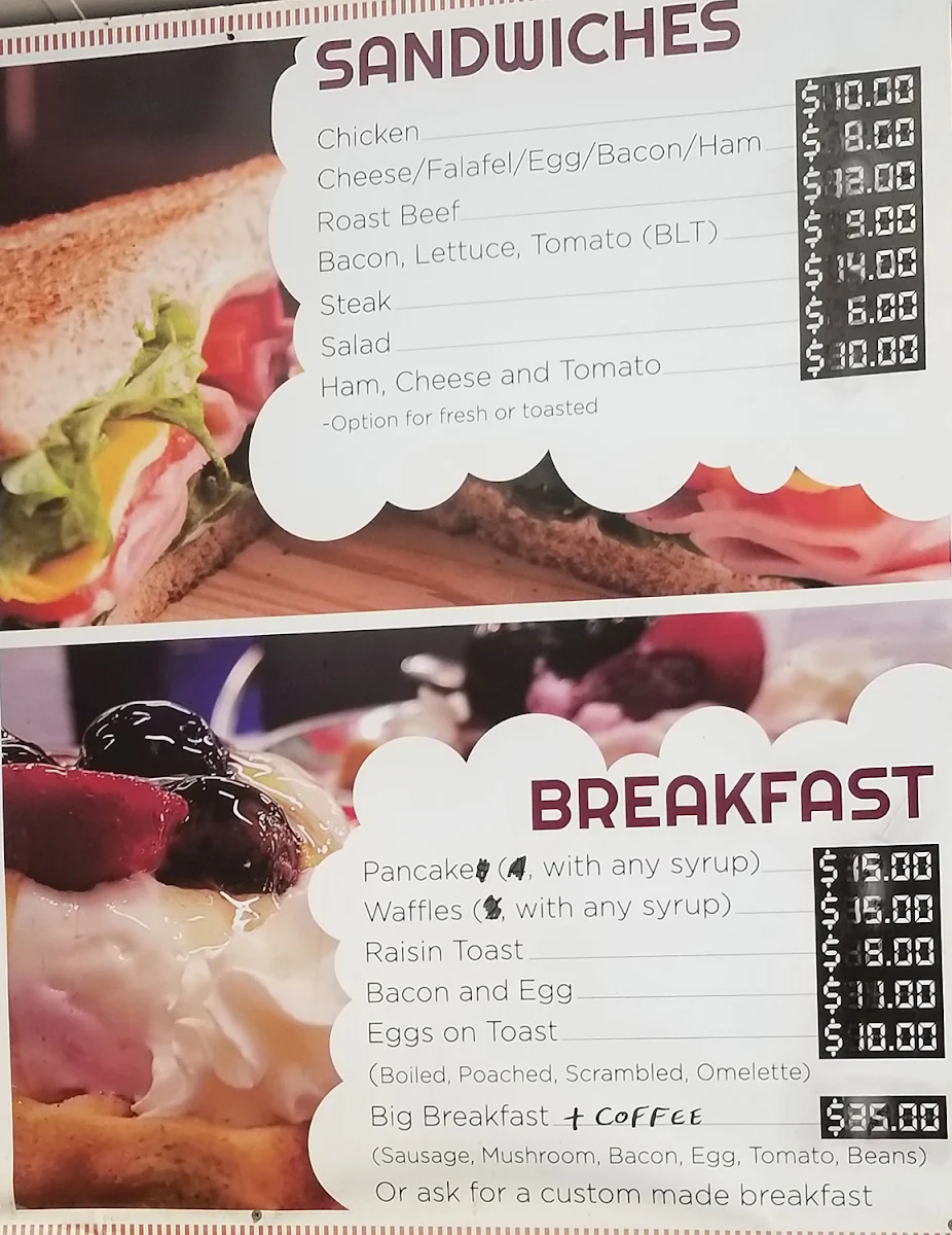 Menu, Red Fez Cafe