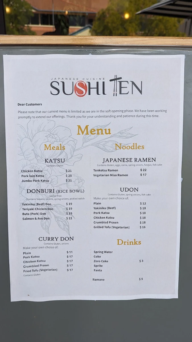 Menu, SUSHI TEN