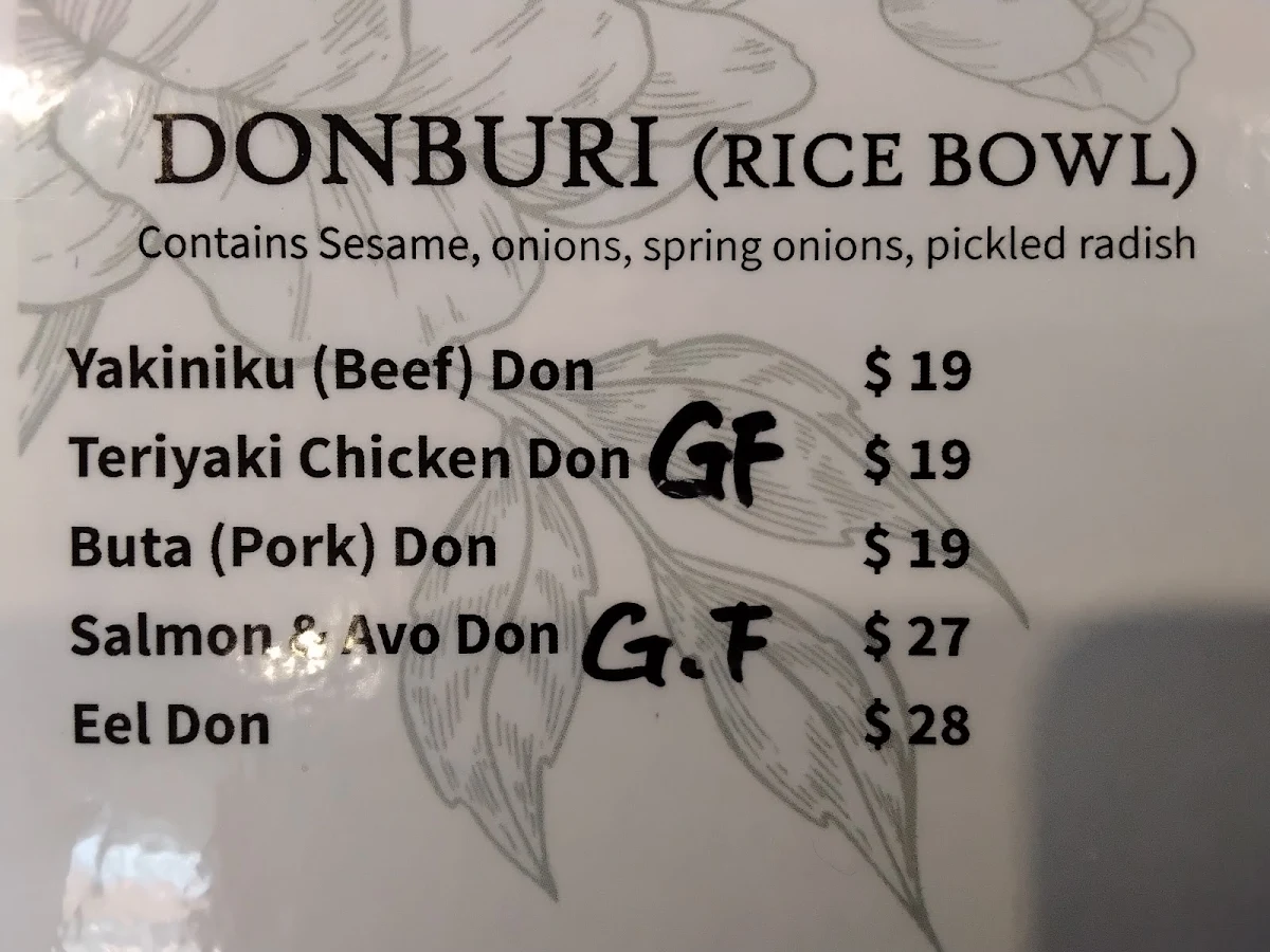 Menu, SUSHI TEN