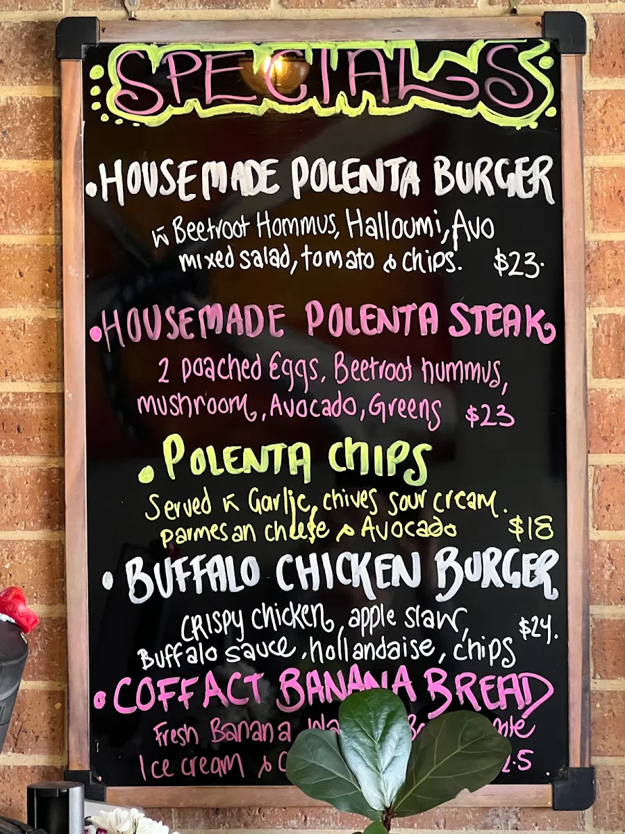 Menu, Coffee Factory Cafe