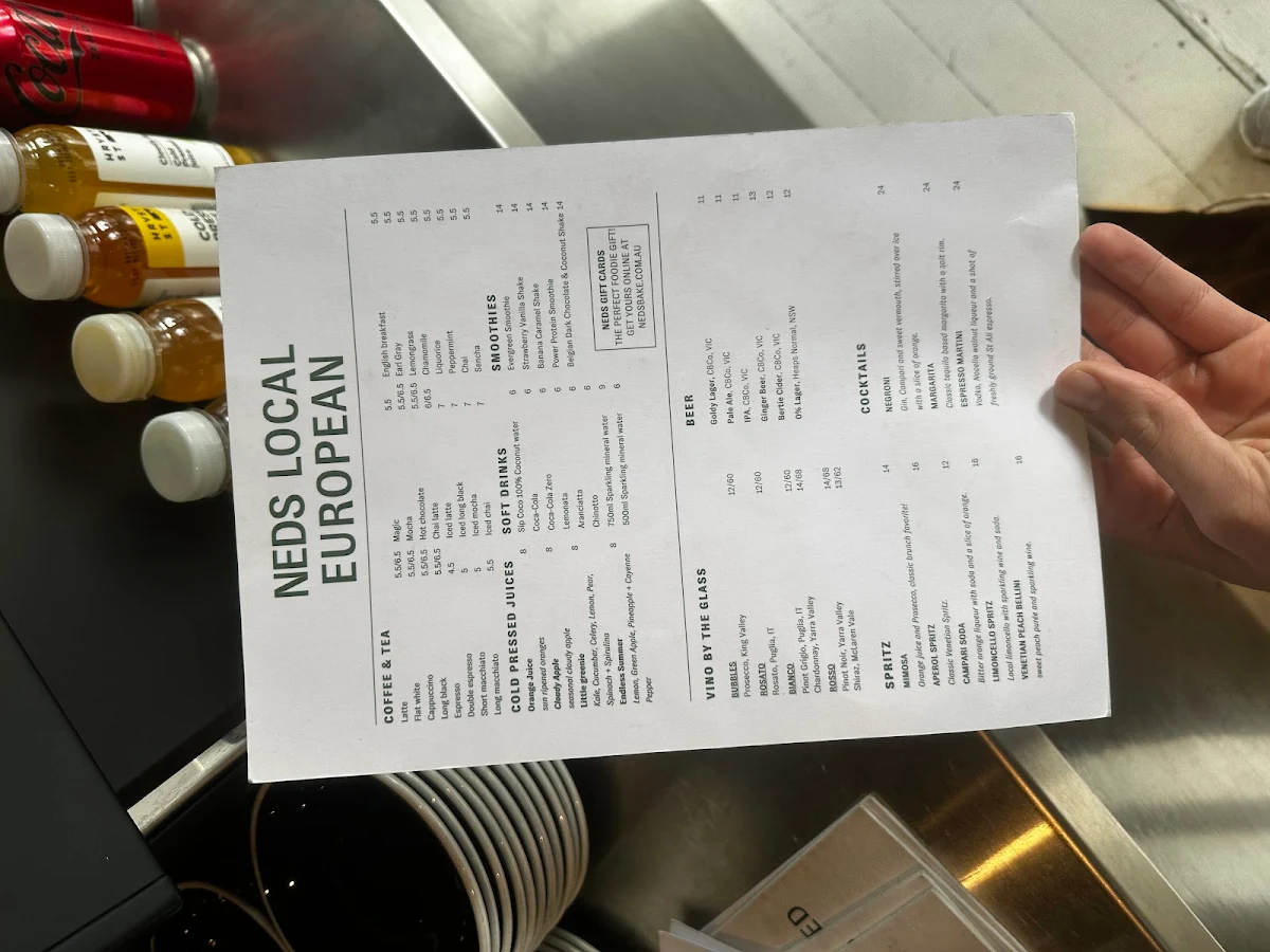 Menu, Ned's Albert Park