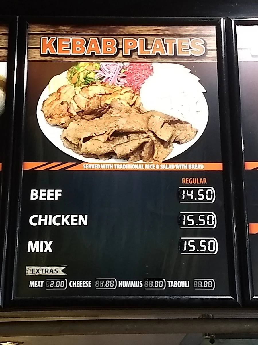 Menu, Grillicious Kebabs and Grill