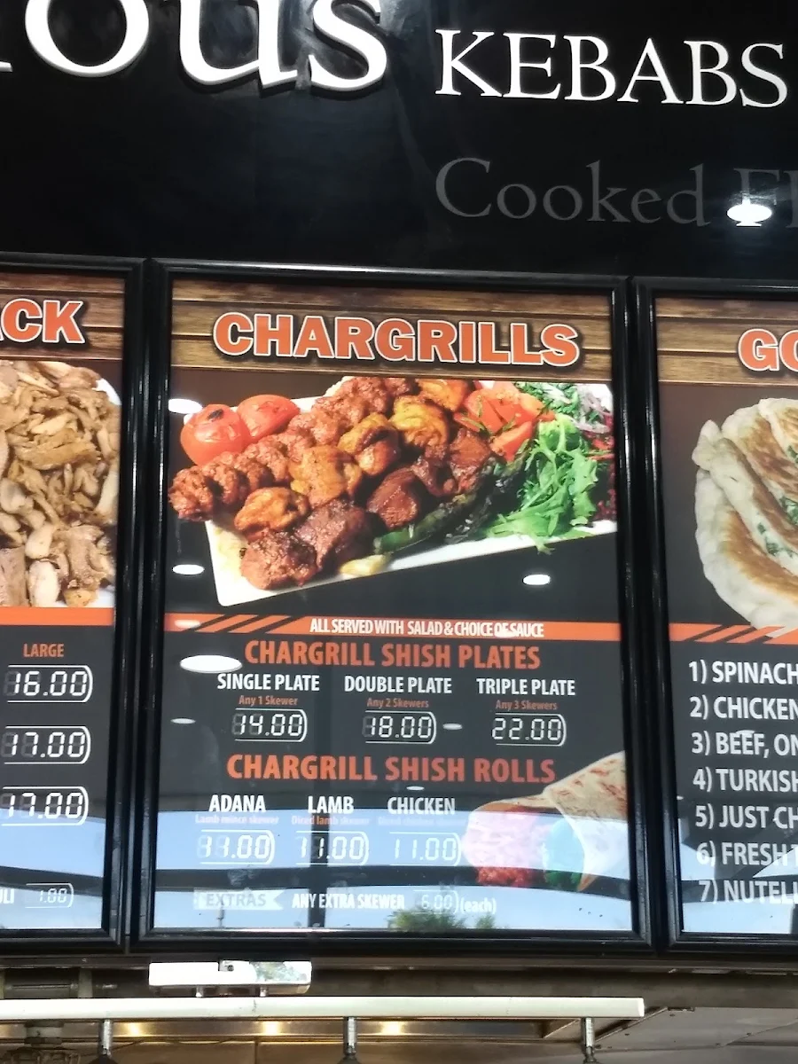Menu, Grillicious Kebabs and Grill
