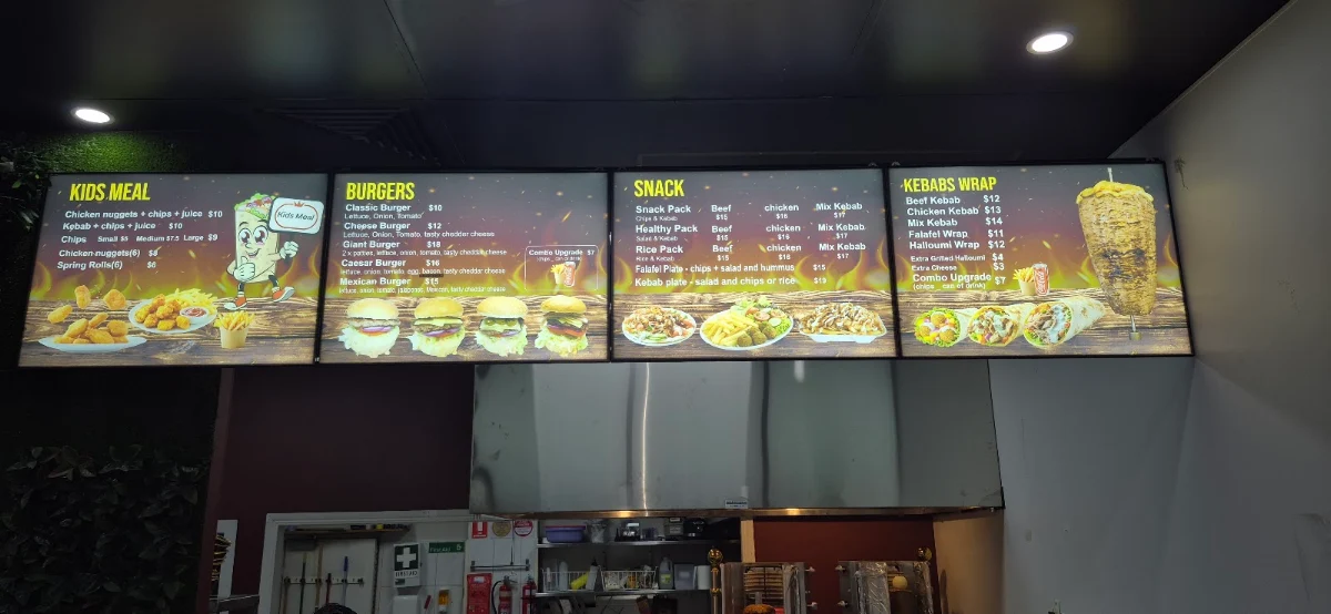 Menu, Golden kabab Turkish restaurant