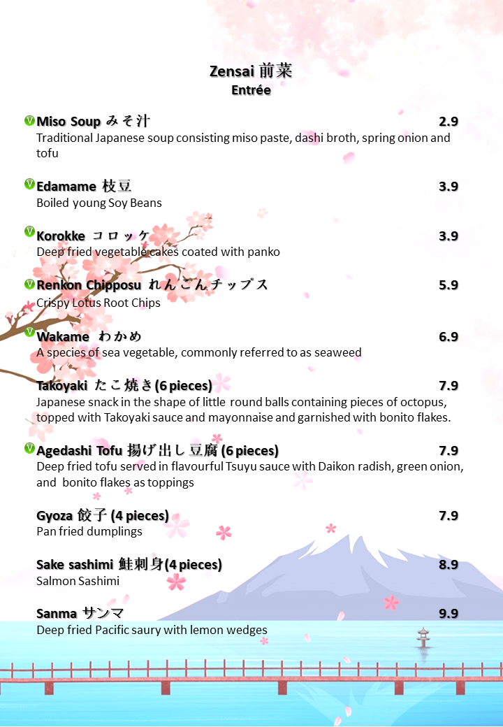 Menu, Mr Shabu Shabu