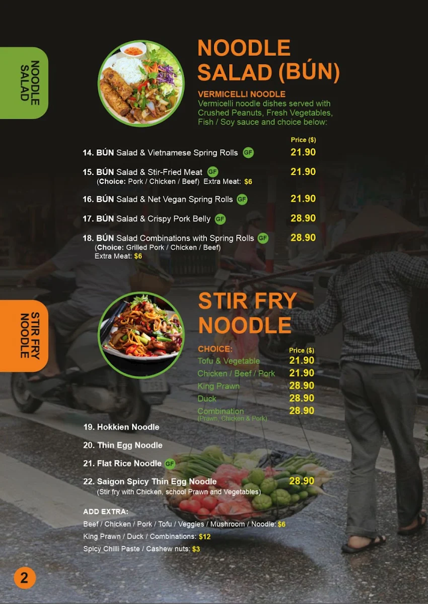 Menu, Saigon Chopsticks (Authentic Vietnamese Cuisine)