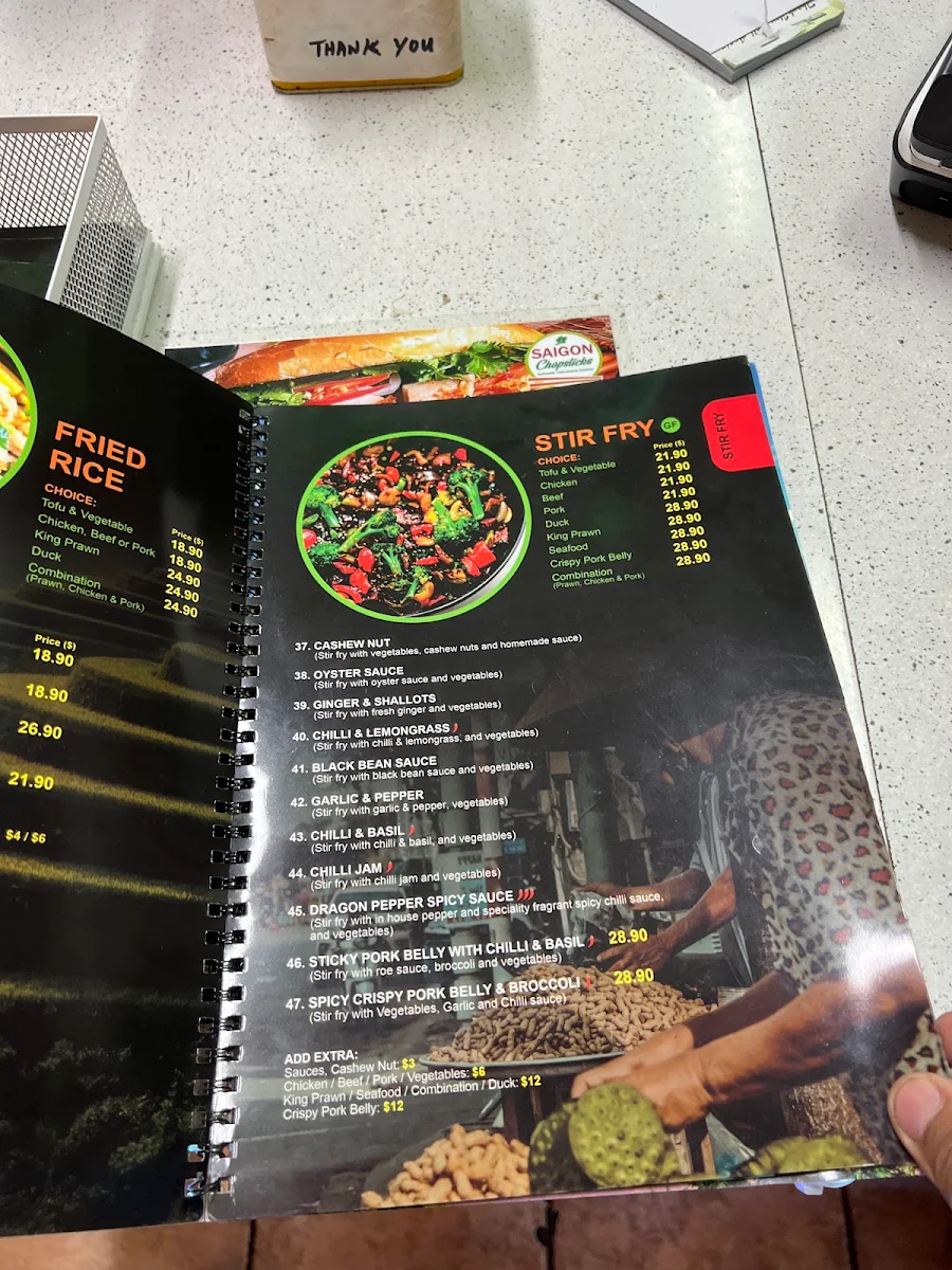 Menu, Saigon Chopsticks (Authentic Vietnamese Cuisine)