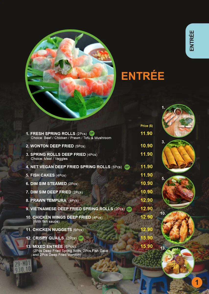 Menu, Saigon Chopsticks (Authentic Vietnamese Cuisine)