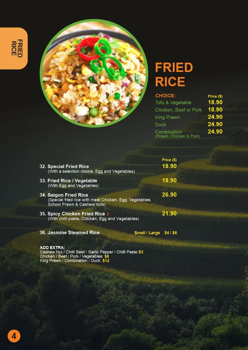 Menu, Saigon Chopsticks (Authentic Vietnamese Cuisine)