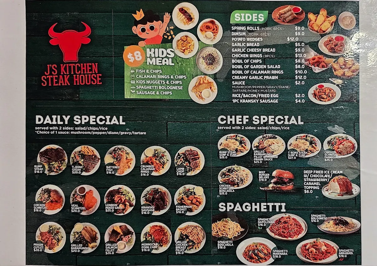 Menu, J's Kitchen Steak House