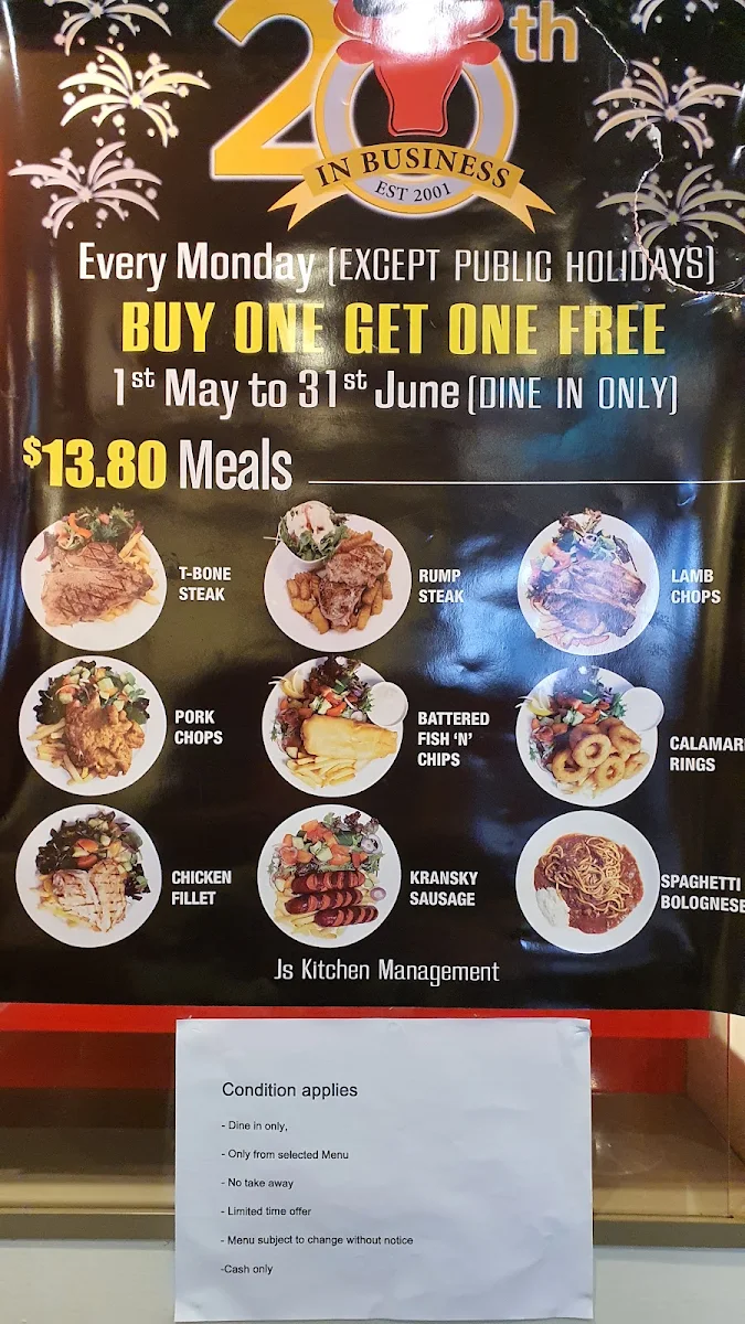 Menu, J's Kitchen Steak House