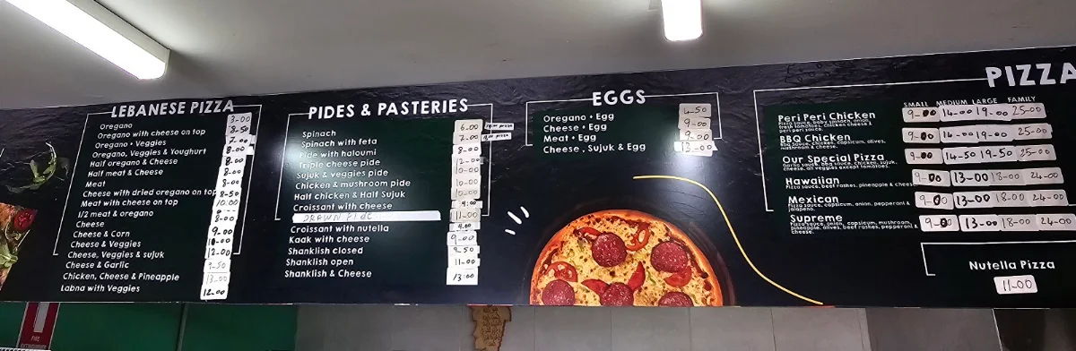 Menu, Oregano Leaf Bakery
