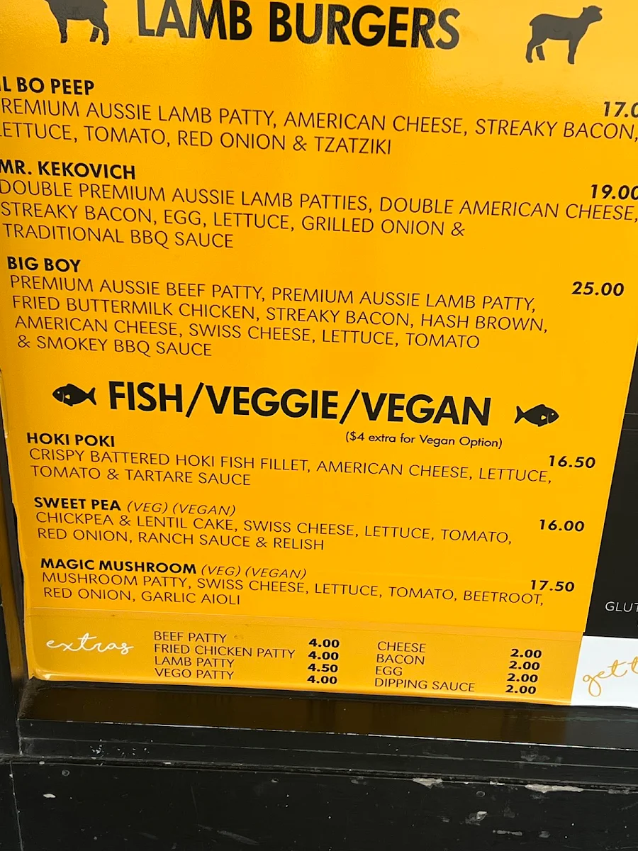 Menu, Two Kings Burgers