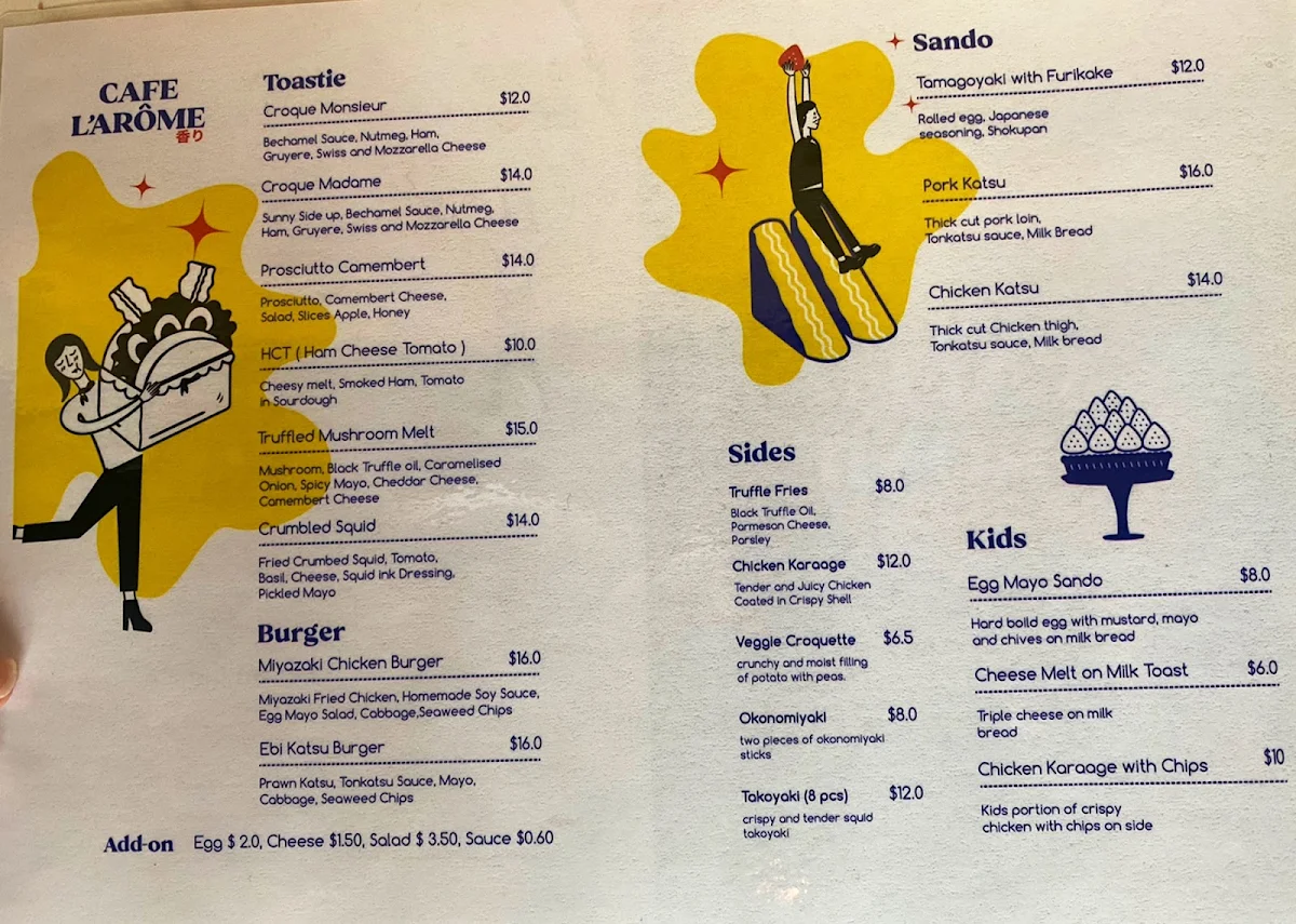 Menu, Cafe Larome