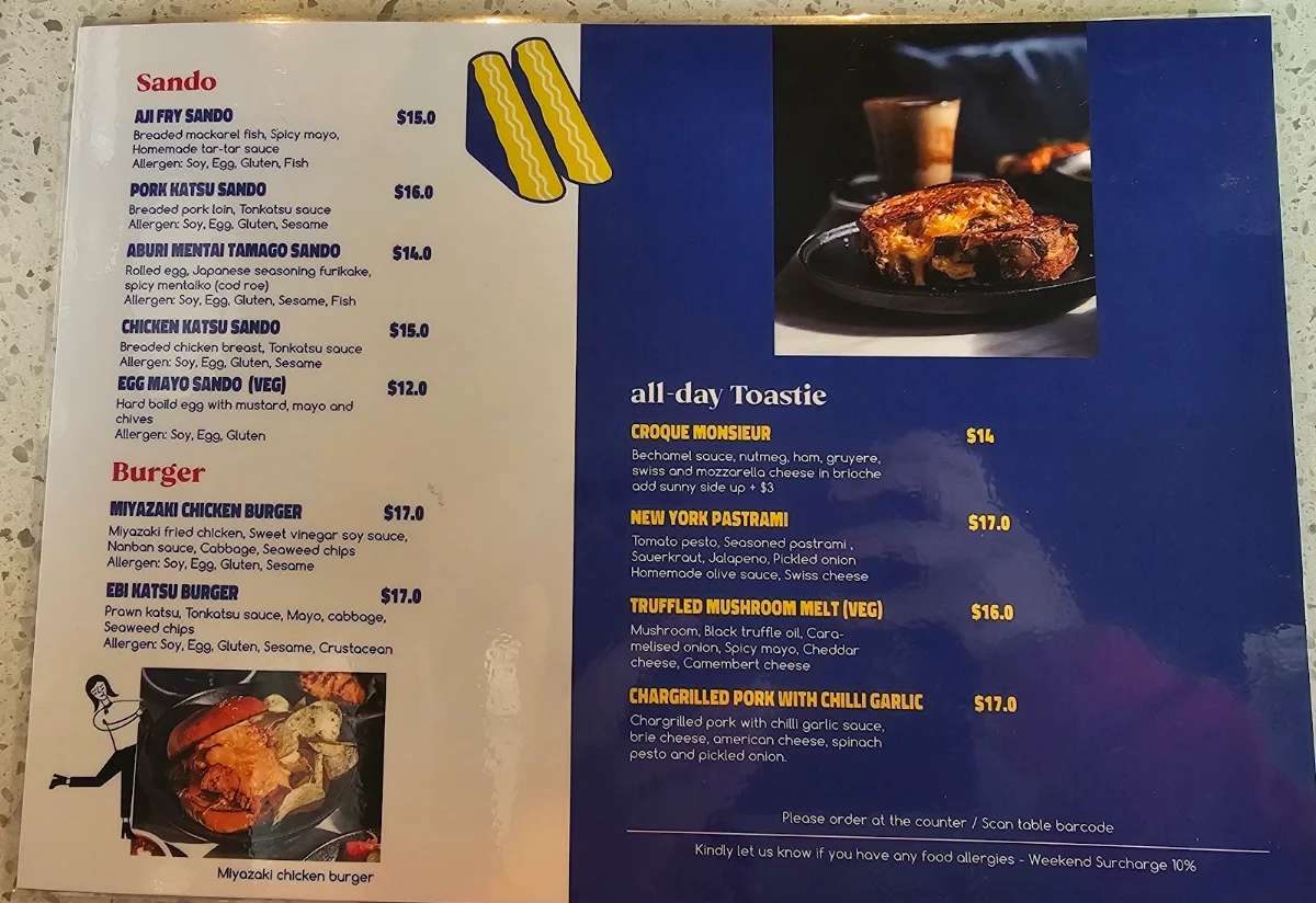 Menu, Cafe Larome