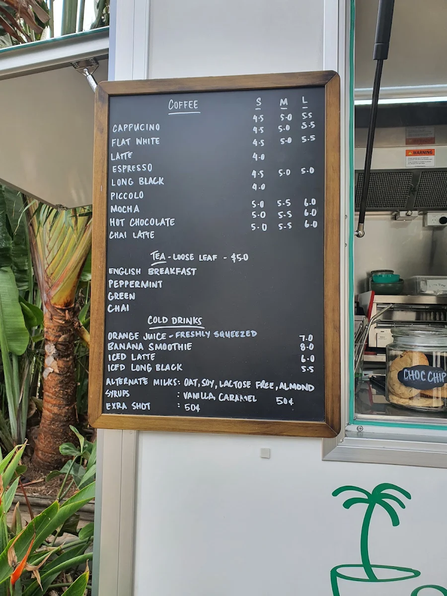 Menu, Tiny Palm Coffee