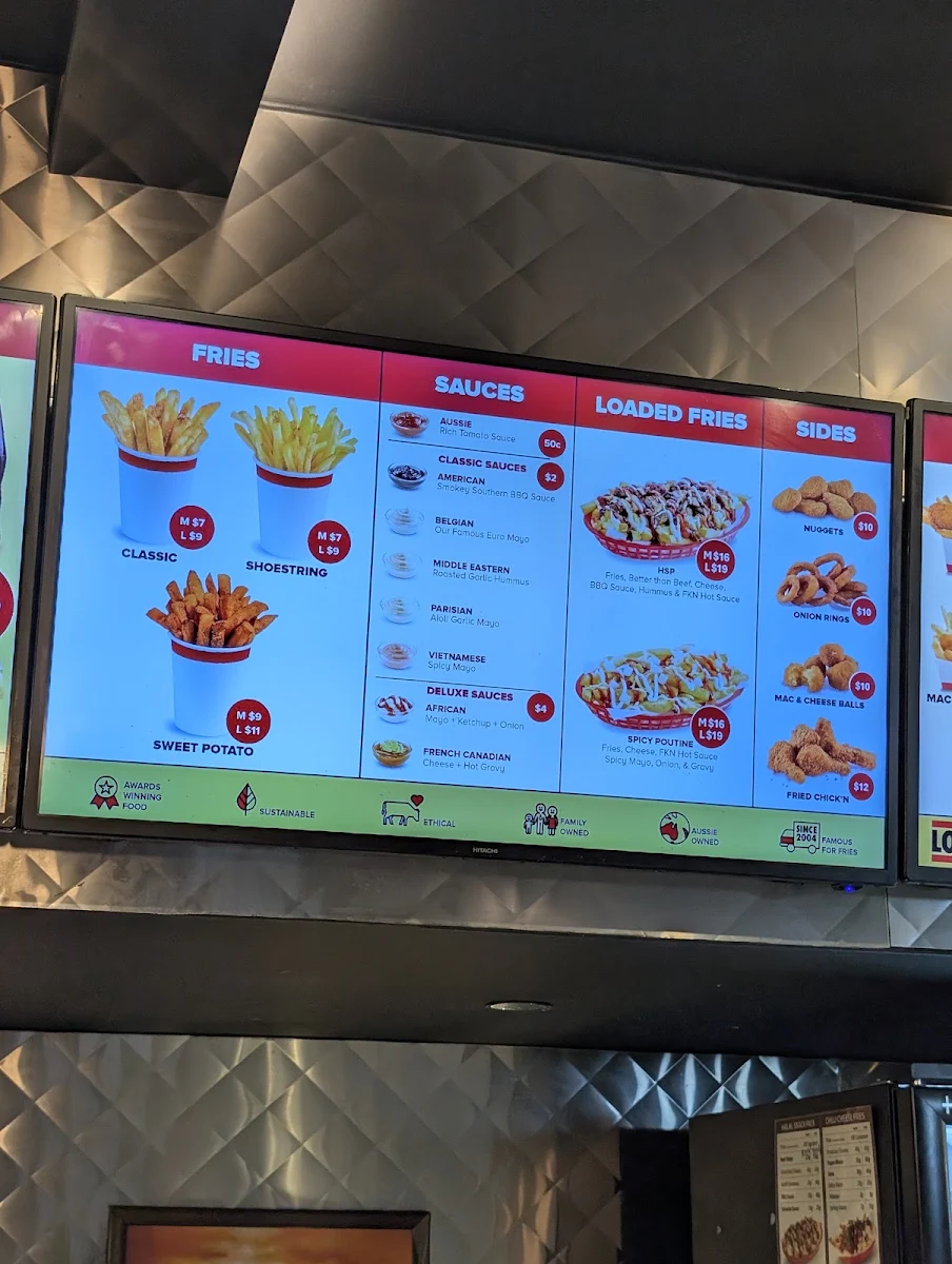 Menu, Lord of the Fries - Adelaide