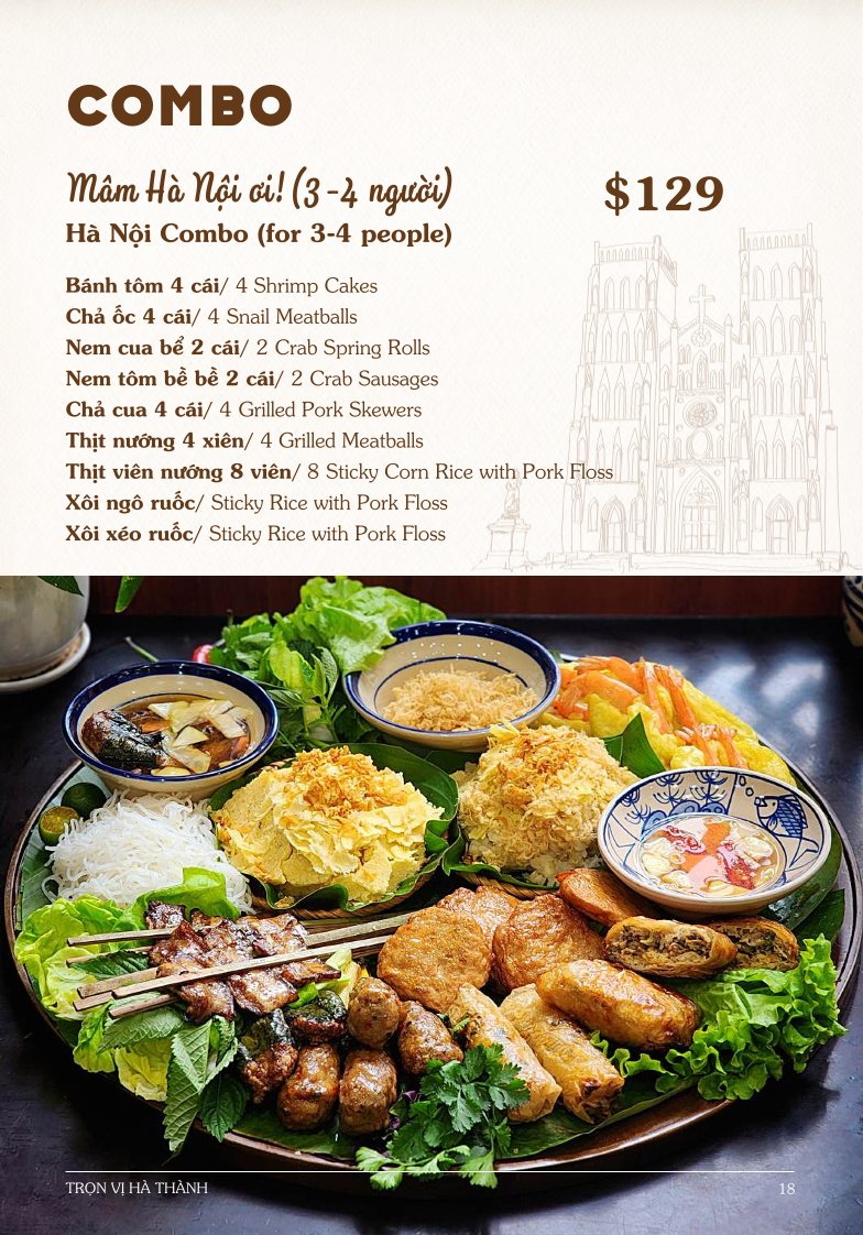Menu, Ha Noi Oi Vietnamese Restaurant