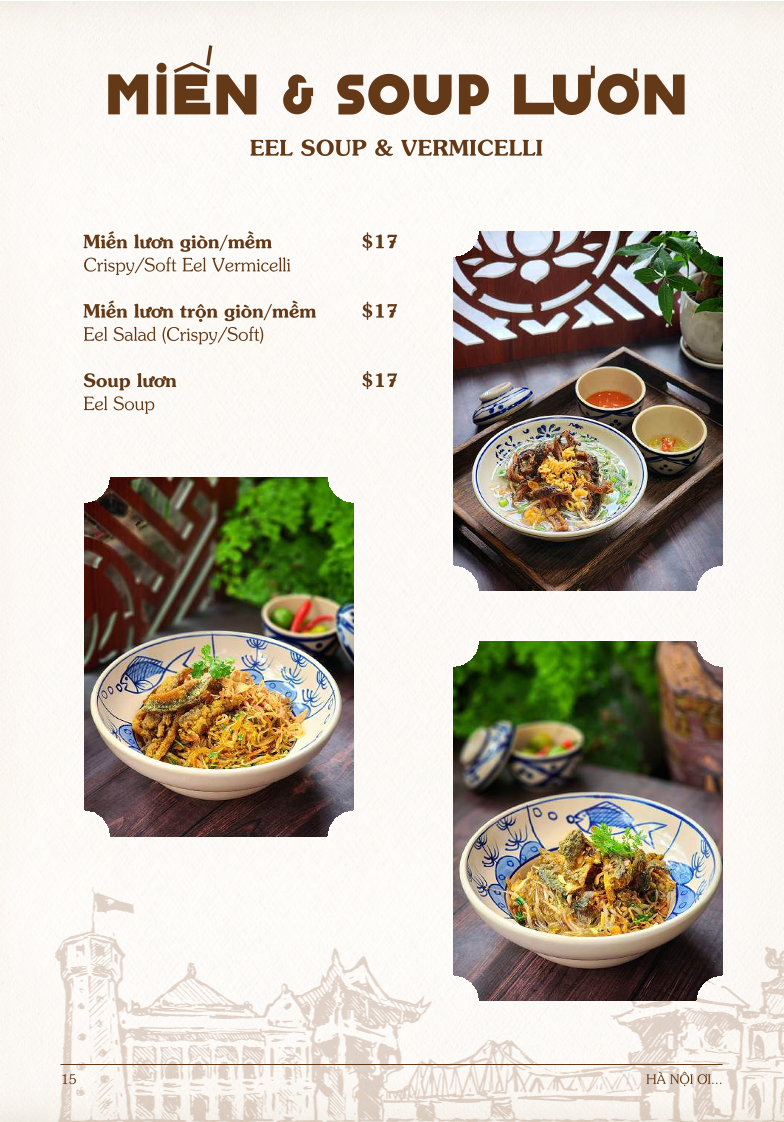 Menu, Ha Noi Oi Vietnamese Restaurant