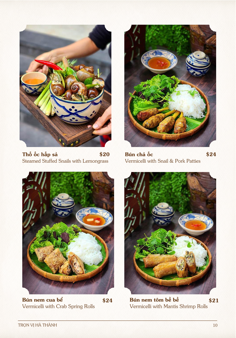 Menu, Ha Noi Oi Vietnamese Restaurant