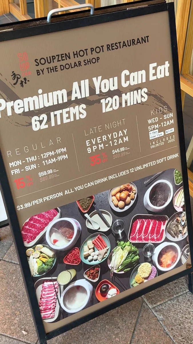 Menu, Soup Zen Hot Pot Chatswood