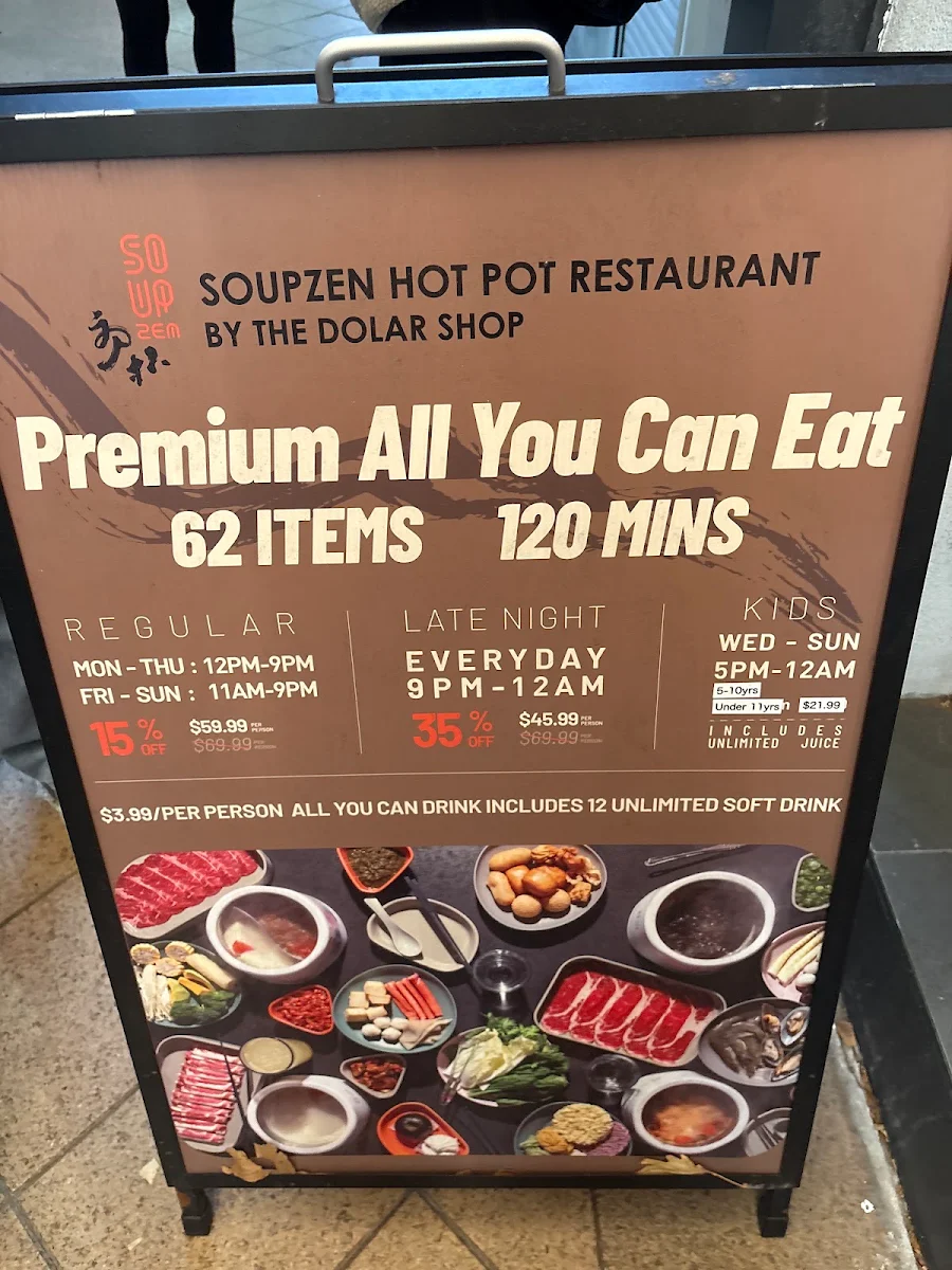 Menu, Soup Zen Hot Pot Chatswood