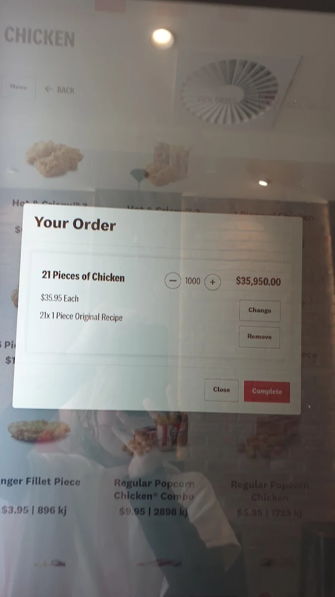 Menu, KFC Dandenong South
