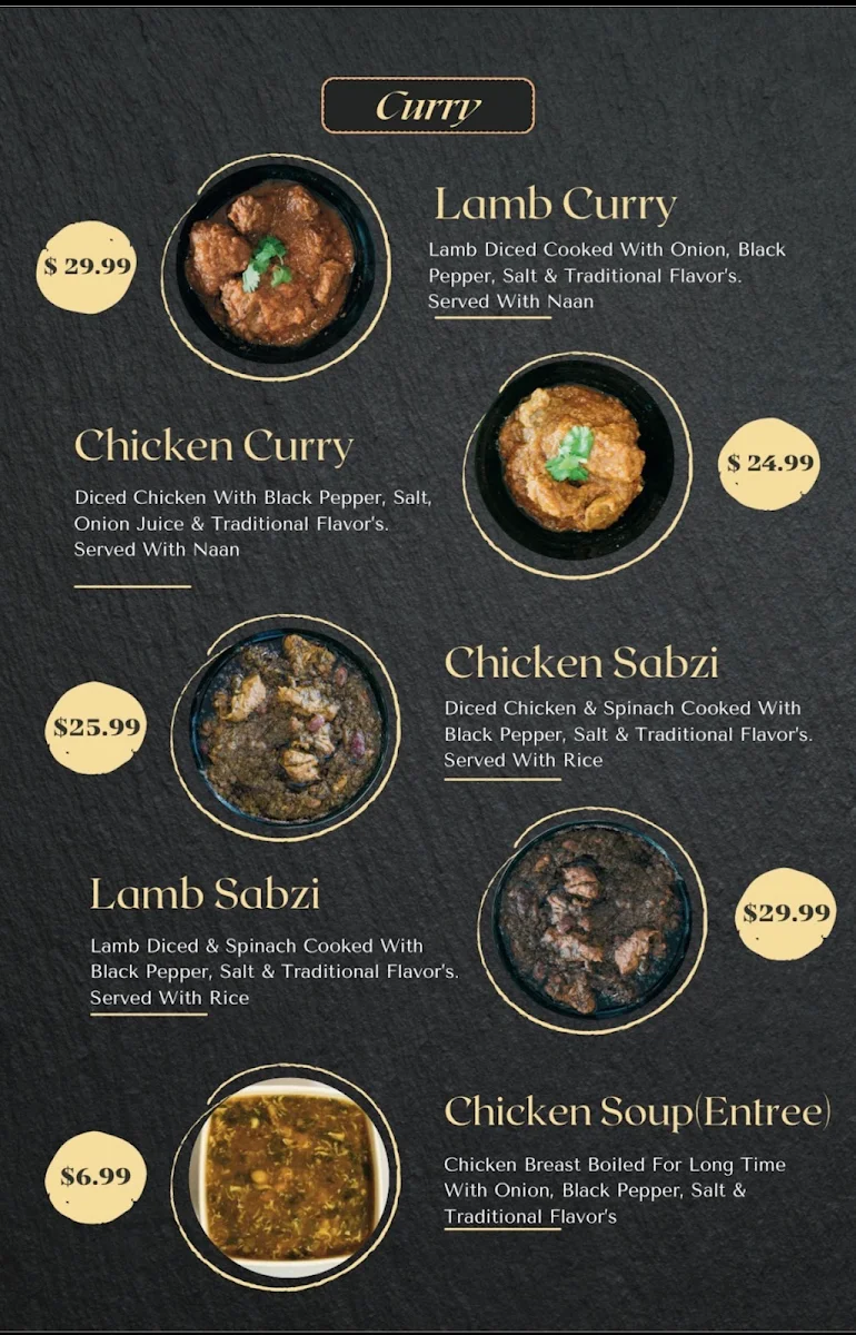 Menu, KARWAN AFGHAN RESTAURANT