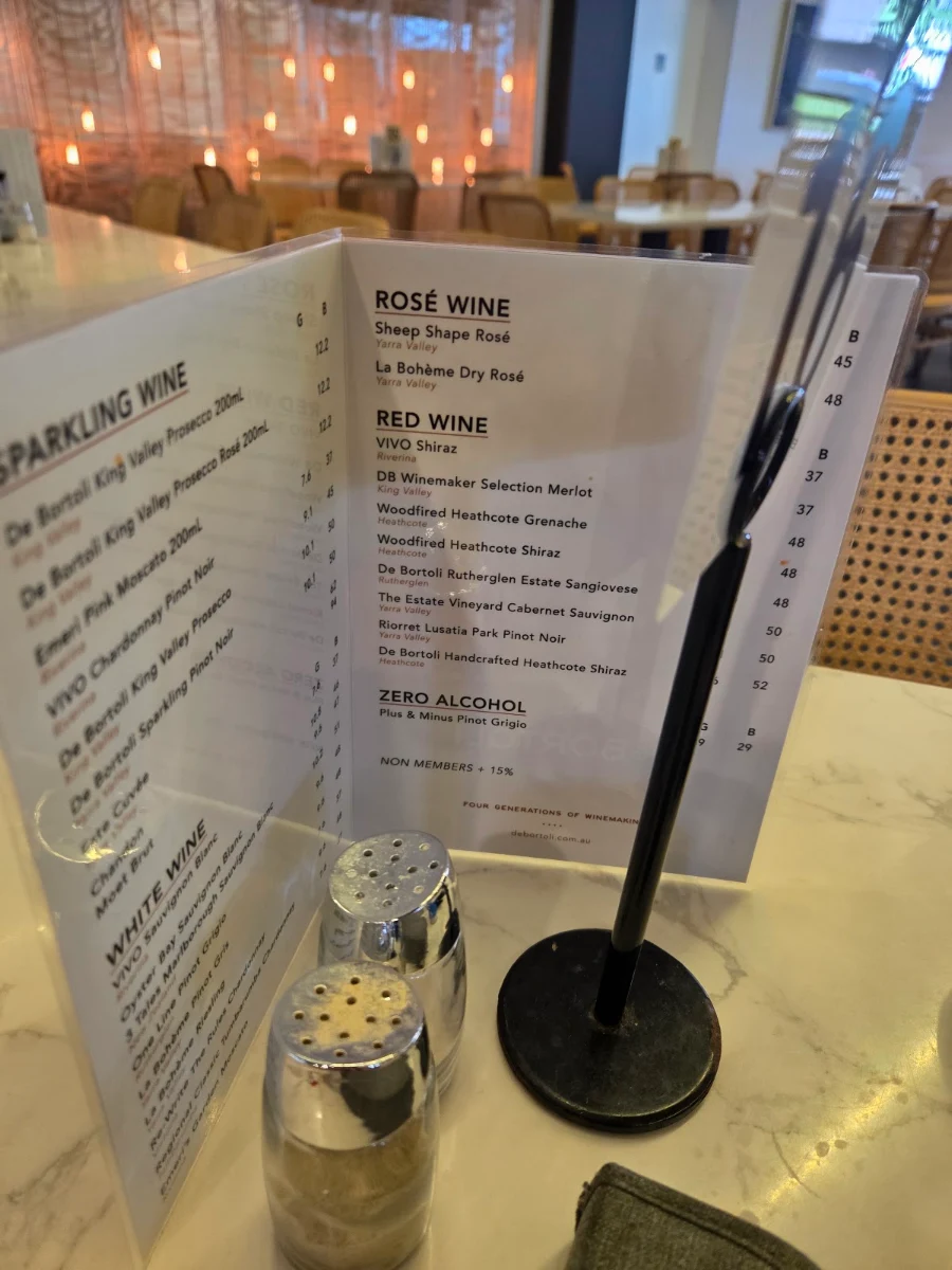 Menu, Club Cronulla