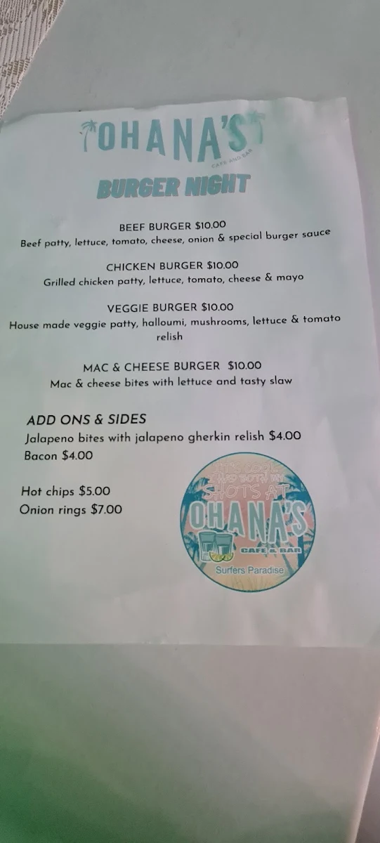 Menu, The Seava