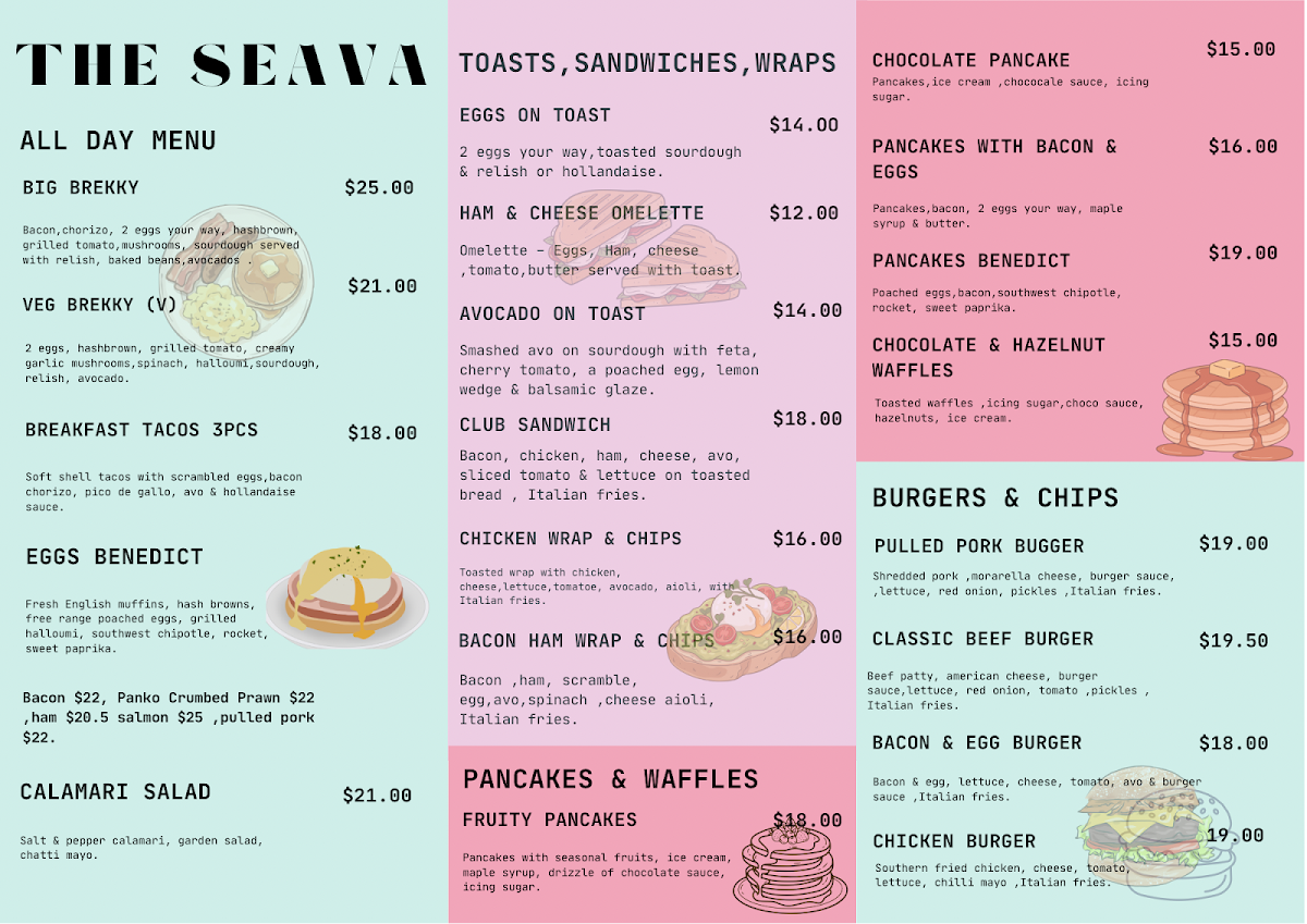 Menu, The Seava