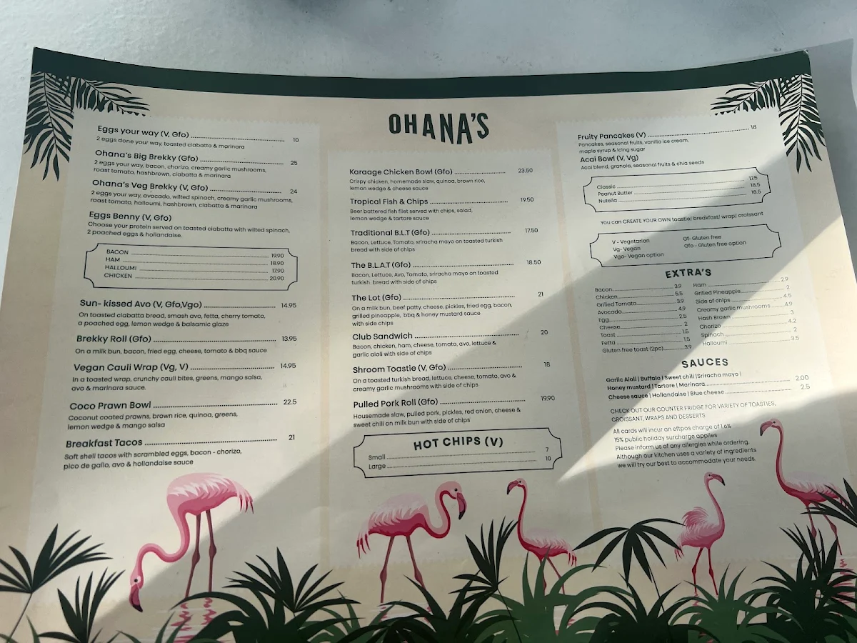 Menu, The Seava