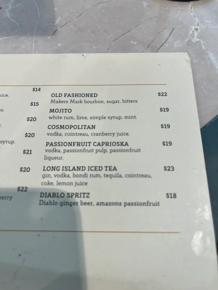 Menu, The Lord Lamington Bar Bistro