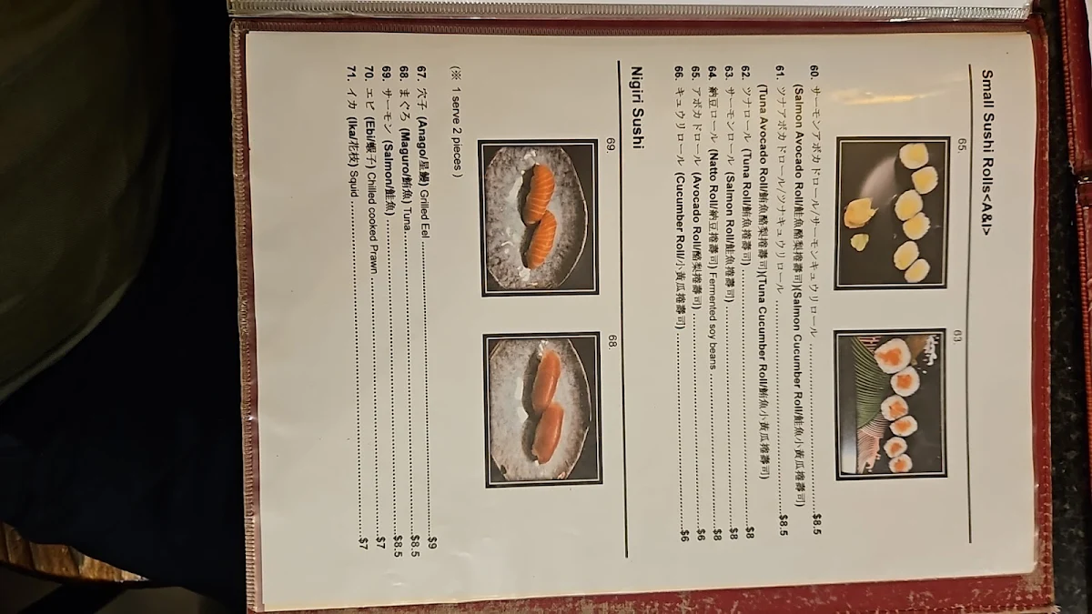 Menu, Matsuri Restaurant