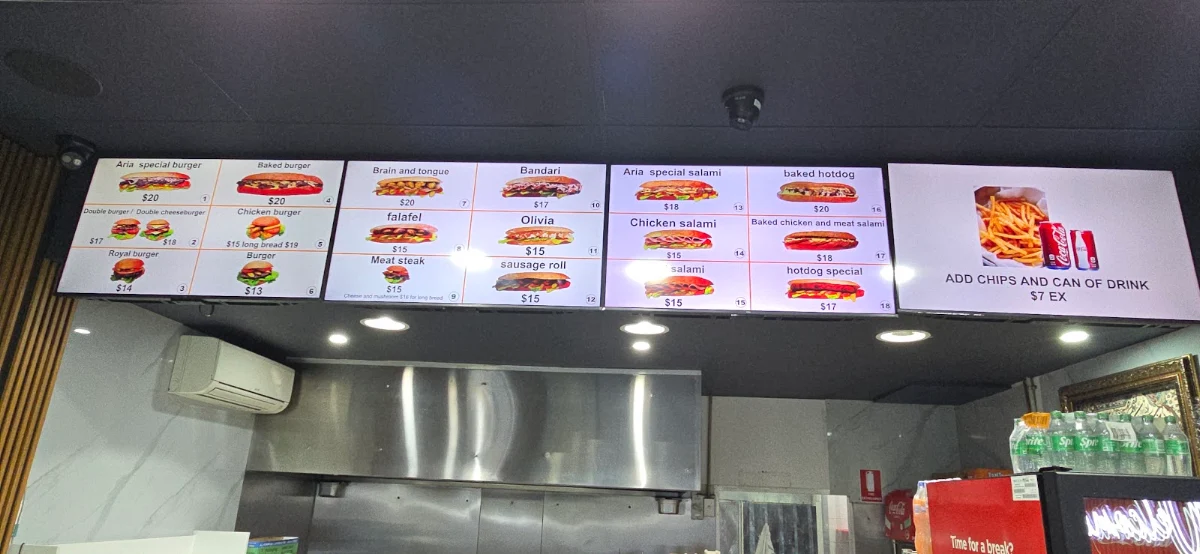 Menu, Aria Sandwich Merrylands